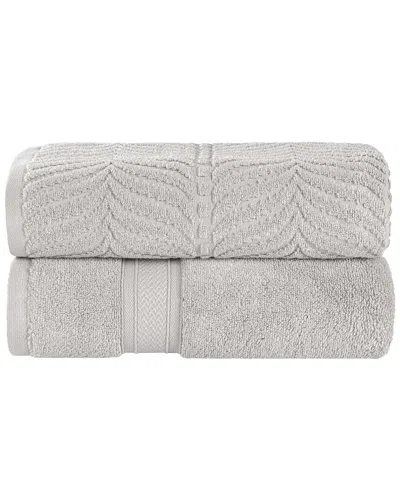 Superior Set Of 2 Zero Twist Cotton Elegant Chevron Soft Absorbent Assorted Bath Sheets In Gray