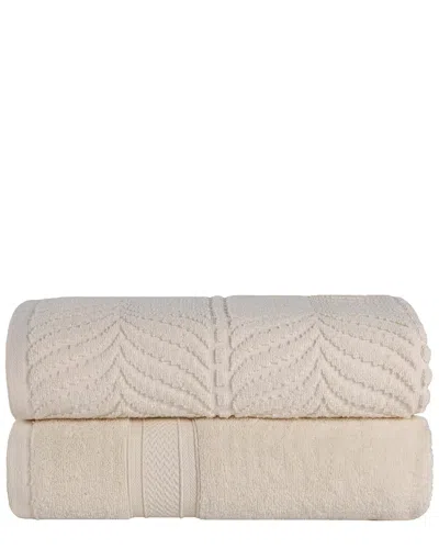 SUPERIOR SUPERIOR SET OF 2 ZERO TWIST COTTON ELEGANT CHEVRON SOFT ABSORBENT ASSORTED BATH SHEETS