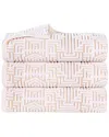 SUPERIOR SUPERIOR SET OF 3 JASPER COTTON MODERN GEOMETRIC JACQUARD PLUSH BATH TOWELS