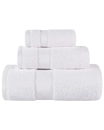 Superior Set Of 3 Niles Giza Cotton Dobby Ultra-plush Thick Soft Absorbent Bath Towels In White
