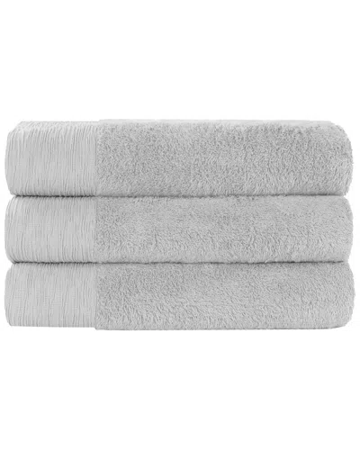 Superior Set Of 3 Rayon Eco-friendly Fluffy Soft Modern Solid Bath Towels In Gray