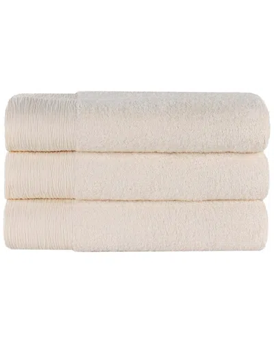 Superior Set Of 3 Rayon Eco-friendly Fluffy Soft Modern Solid Bath Towels In Pink
