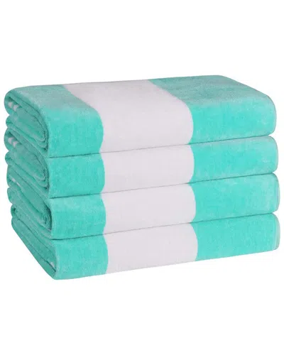 Superior Set Of 4 Cabana Stripe Oversized Cotton Beach Towels