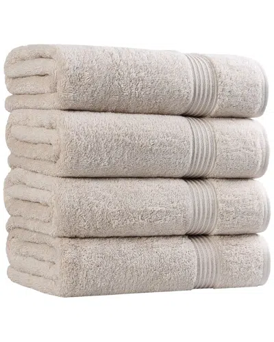 Superior Set Of 4 Heritage Egyptian Cotton Highly Absorbent Solid Ultra Soft  Bath Towels In White
