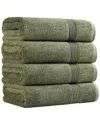 Superior Set Of 4 Heritage Egyptian Cotton Highly Absorbent Solid Ultra Soft  Bath Towels In Green