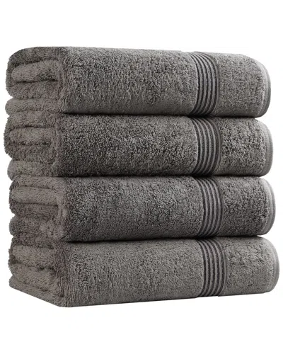 Superior Set Of 4 Heritage Egyptian Cotton Highly Absorbent Solid Ultra Soft  Bath Towels In Gray