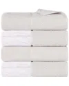 SUPERIOR SUPERIOR SET OF 4 LODIE COTTON PLUSH JACQUARD SOLID & TWO-TONED BATH TOWELS