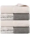 Superior Set Of 4 Lodie Cotton Plush Jacquard Solid & Two-toned Bath Towels