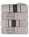 Superior Set Of 4 Sadie Zero Twist Cotton Jacquard Floral Absorbent Bath  Towels