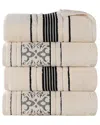 Superior Set Of 4 Sadie Zero Twist Cotton Jacquard Floral Absorbent Bath  Towels