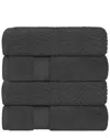 Superior Set Of 4 Zero Twist Cotton Elegant Chevron Soft Absorbent Assorted Bath Towels