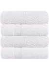 Superior Set Of 4 Zero Twist Cotton Elegant Chevron Soft Absorbent Assorted Bath Towels