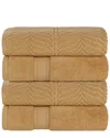 Superior Set Of 4 Zero Twist Cotton Elegant Chevron Soft Absorbent Assorted Bath Towels
