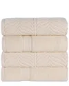 Superior Set Of 4 Zero Twist Cotton Elegant Chevron Soft Absorbent Assorted Bath Towels