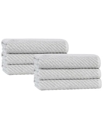 Superior Set Of 6 Amelia Medium Weight Diagonal Stripes Hand Towels