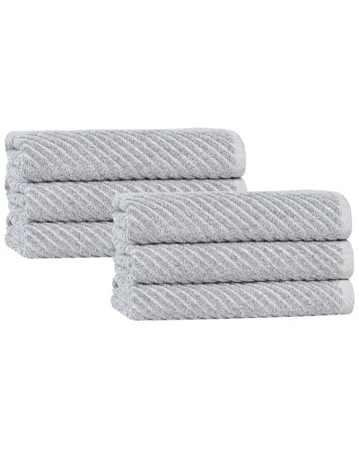 Superior Set Of 6 Amelia Medium Weight Diagonal Stripes Hand Towels