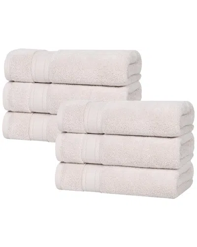 SUPERIOR SUPERIOR SET OF 6 BELMONT ZERO TWIST COTTON MEDIUM WEIGHT ABSORBENT HAND  TOWELS