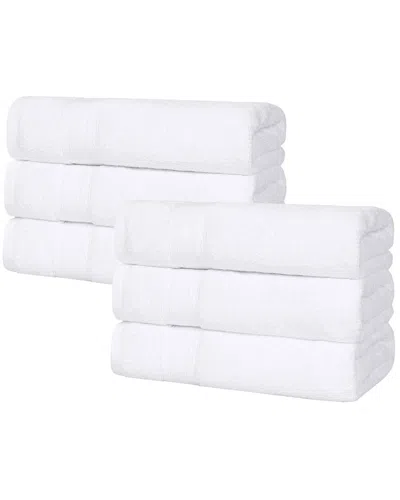SUPERIOR SUPERIOR SET OF 6 BELMONT ZERO TWIST COTTON MEDIUM WEIGHT ABSORBENT HAND  TOWELS