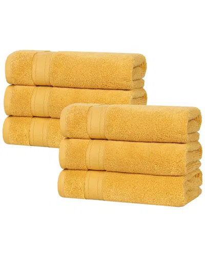 SUPERIOR SUPERIOR SET OF 6 BELMONT ZERO TWIST COTTON MEDIUM WEIGHT ABSORBENT HAND  TOWELS