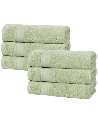 SUPERIOR SUPERIOR SET OF 6 BELMONT ZERO TWIST COTTON MEDIUM WEIGHT ABSORBENT HAND  TOWELS