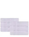Superior Set Of 6 Brea Zero Twist Cotton Ribbed Geometric Border Plush Hand Towels