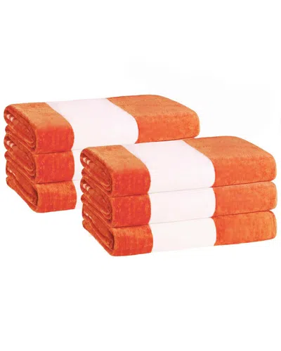 Superior Set Of 6 Cabana Stripe Oversized Cotton Beach Towels