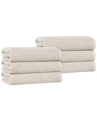 SUPERIOR SUPERIOR SET OF 6 DESTIN MEDIUM WEIGHT SOLID RIBBED HAND TOWELS