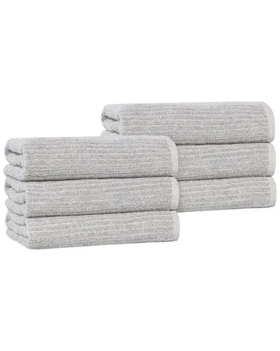 SUPERIOR SUPERIOR SET OF 6 DESTIN MEDIUM WEIGHT SOLID RIBBED HAND TOWELS