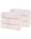 SUPERIOR SUPERIOR SET OF 6 JASPER COTTON MODERN GEOMETRIC JACQUARD PLUSH HAND TOWELS