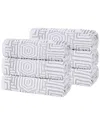 Superior Set Of 6 Jasper Cotton Modern Geometric Jacquard Plush Hand Towels
