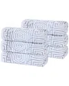 Superior Set Of 6 Jasper Cotton Modern Geometric Jacquard Plush Hand Towels