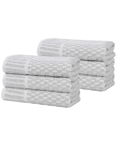 SUPERIOR SUPERIOR SET OF 6 JUNO MEDIUM WEIGHT CHECKERED BORDER HAND TOWELS