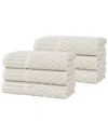 Superior Set Of 6 Juno Medium Weight Checkered Border Hand Towels
