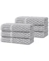Superior Set Of 6 Juno Medium Weight Checkered Border Hand Towels