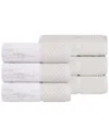 Superior Set Of 6 Lodie Cotton Plush Jacquard Solid & Two-toned Hand Towels