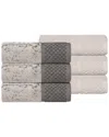 Superior Set Of 6 Lodie Cotton Plush Jacquard Solid & Two-toned Hand Towels