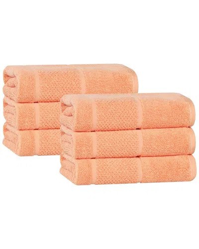 Superior Set Of 6 Mile Smart Twist Cotton Medium Weight Solid Hand Towels