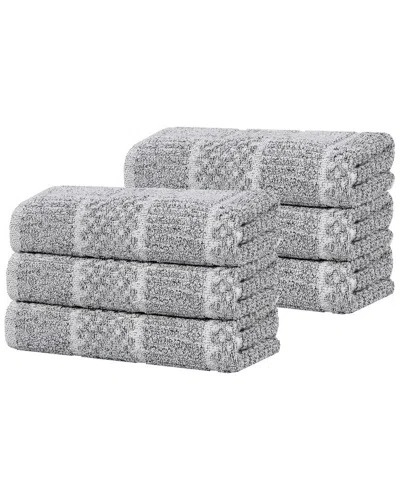 Superior Set Of 6 Naples Medium Weight Solid Hand Towels In Gray