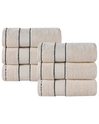 Superior Set Of 6 Niles Giza Cotton Dobby Ultra-plush Thick Soft Absorbent Hand Towels