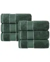 Superior Set Of 6 Niles Giza Cotton Dobby Ultra-plush Thick Soft Absorbent Hand Towels In Green