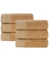 Superior Set Of 6 Rayon Eco-friendly Fluffy Soft Modern Solid Hand Towels In Orange