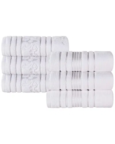 Superior Set Of 6 Sadie Zero Twist Cotton Jacquard Floral Absorbent Hand  Towels