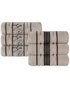 Superior Set Of 6 Sadie Zero Twist Cotton Jacquard Floral Absorbent Hand Towels