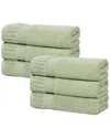 Superior Set Of 6 Venice Zero Twist Cotton Medium Weight Absorbent Hand Towels