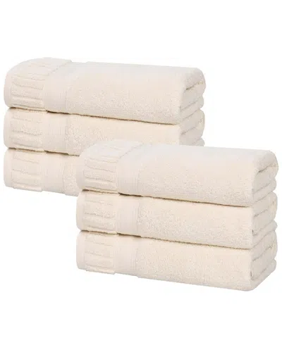 Superior Set Of 6 Venice Zero Twist Cotton Medium Weight Absorbent Hand Towels