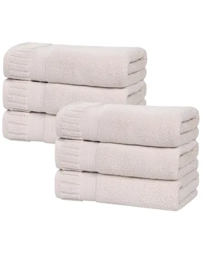 Superior Set Of 6 Venice Zero Twist Cotton Medium Weight Absorbent Hand Towels