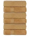 Superior Set Of 6 Zero Twist Cotton Elegant Chevron Soft Absorbent Assorted Hand Towels