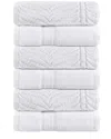 Superior Set Of 6 Zero Twist Cotton Elegant Chevron Soft Absorbent Assorted Hand Towels