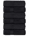 Superior Set Of 6 Zero Twist Cotton Elegant Chevron Soft Absorbent Assorted Hand Towels
