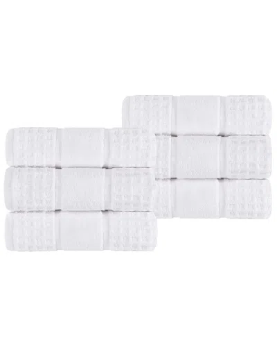 Superior Set Of 6 Zero Twist Cotton Waffle Honeycomb Plush Soft Absorbent Hand  Towels